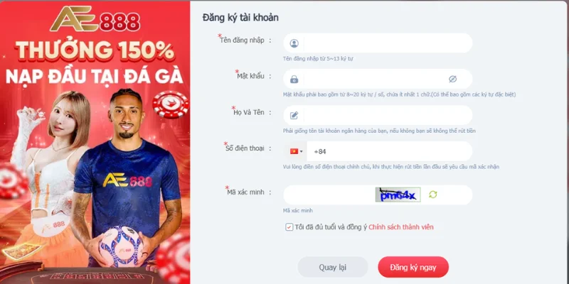 Quy trình tạo tài khoản cực kỳ đơn giản tại nhà cái